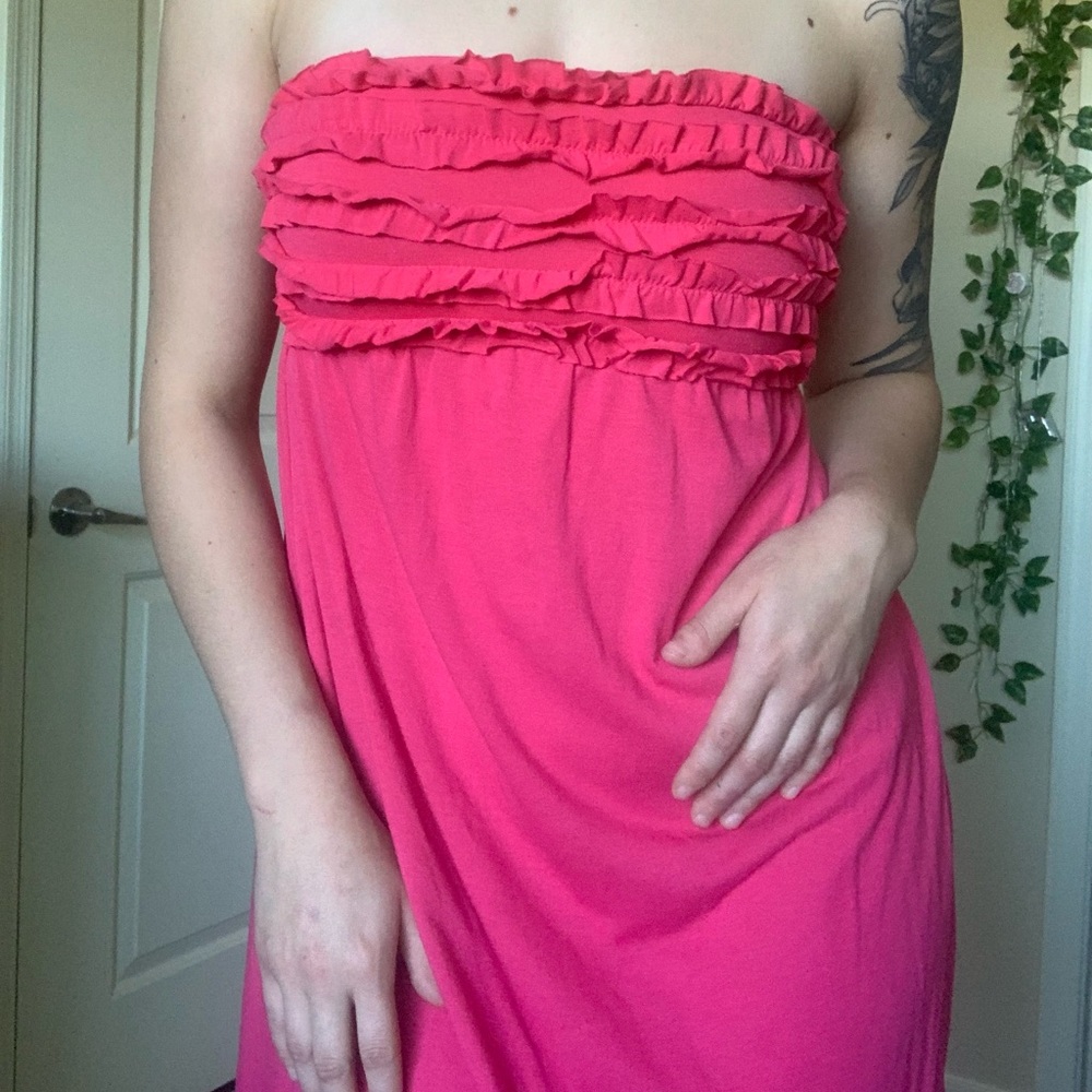 Y2K Tube Ruffle Dress